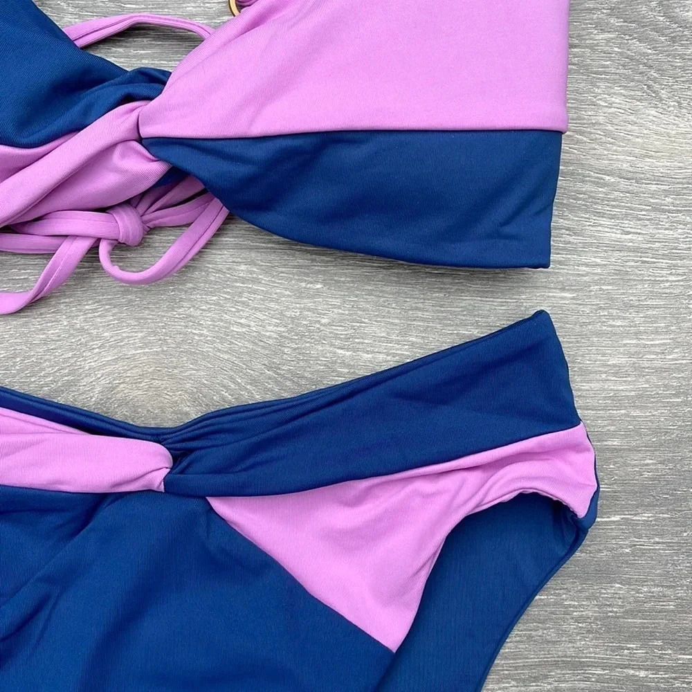 L*Space Ringo Twist Colorblock Bikini Top & Nancy Lee Bottoms, indigo-rosebud - Picture 4 of 16